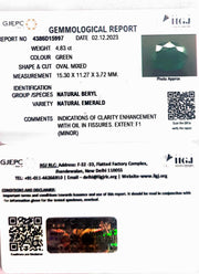 4.83/CT Natural Panna Stone with Govt. Lab Certificate (34410)